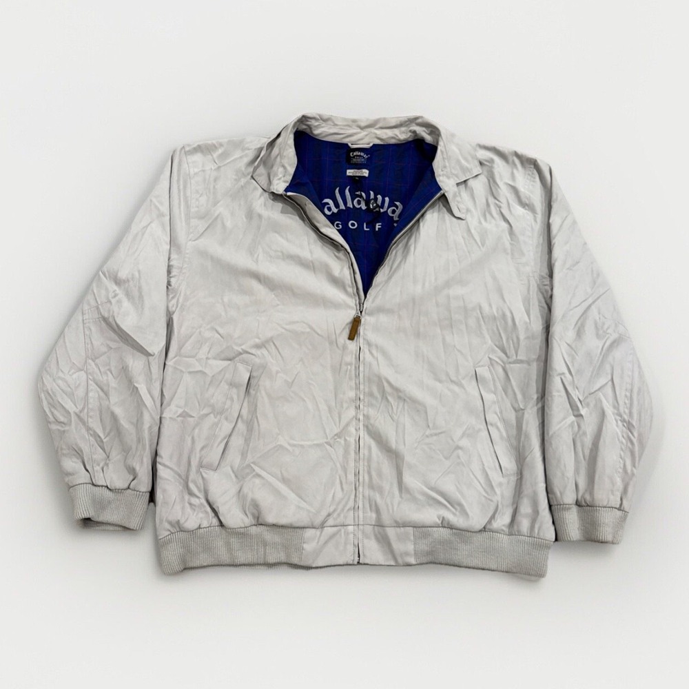Callaway Golf Jacket Mens XL Bomber Full Zip Bi-Swing Biege Preppy Harrington‎